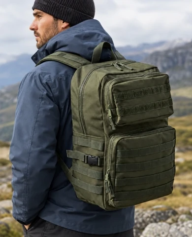 taktinė kuprinė MOLLE 25 l su dviem priekinėmis kišenėmis ir paminkštintomis petnešomis