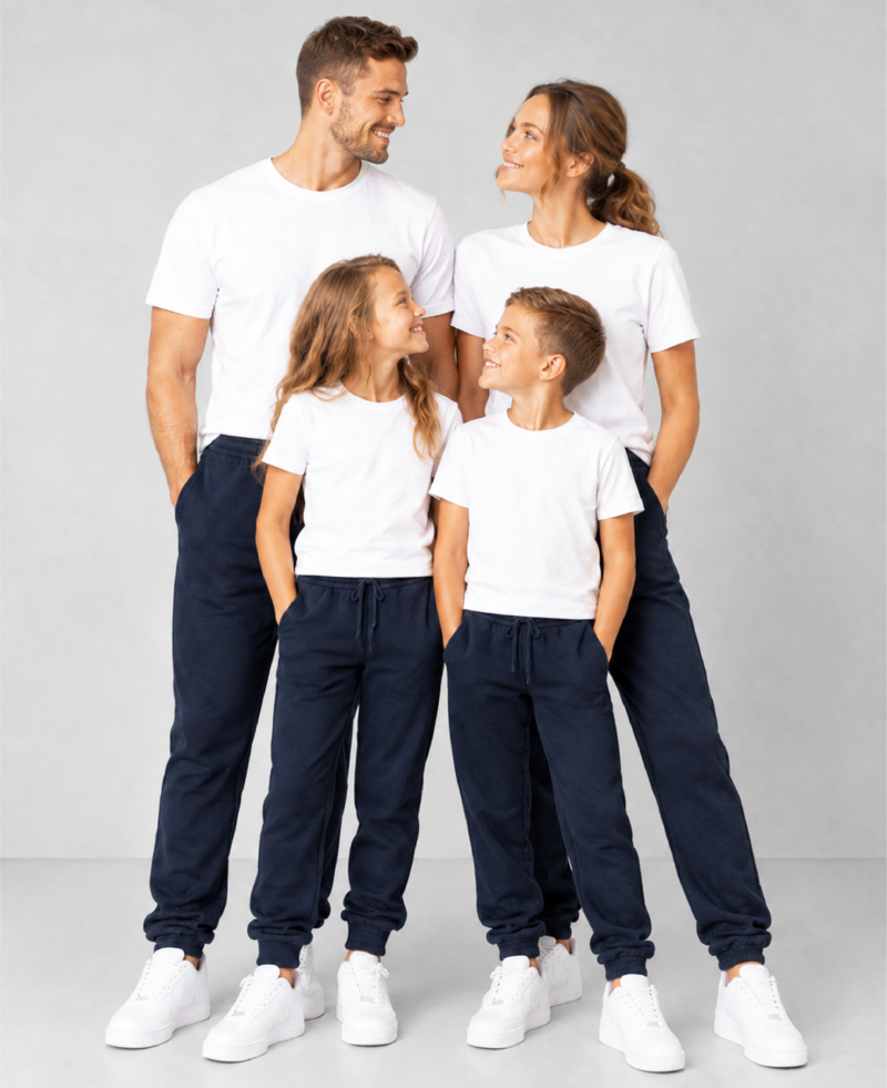 unisex laisvalaikio kelnės su guma juosmenyje, raišteliu ir šoninėmis kišenėmis